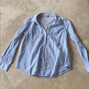 Joie white and blue button down shirt